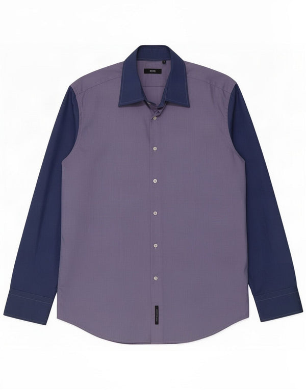 Camicia da uomo Hugo Boss Taglia 16 41 Large Blu Colourblock Cotton