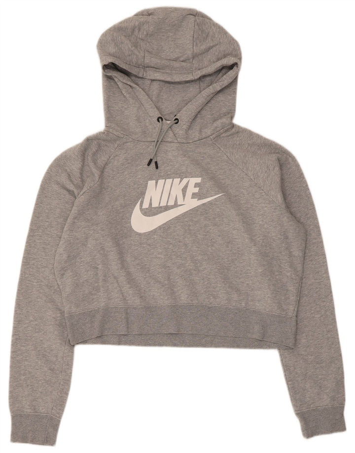 Felpa corta da donna con grafica Nike, maglione UK 16, grande cotone grigio