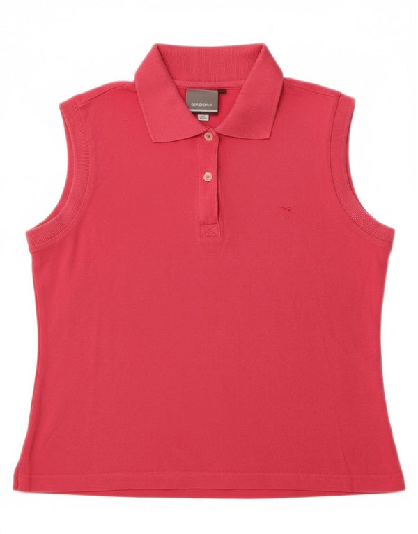 Polo smanicata corta da donna Diadora IT 42 cotone rosa medio