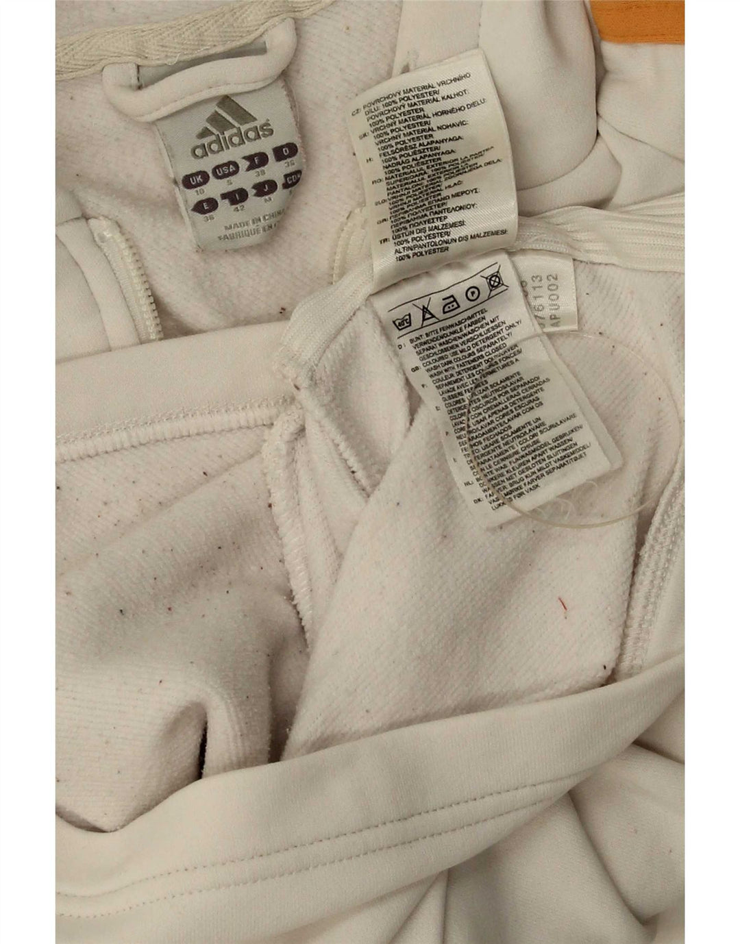 Felpa con cappuccio da donna Adidas UK 10 Small Poliestere bianco