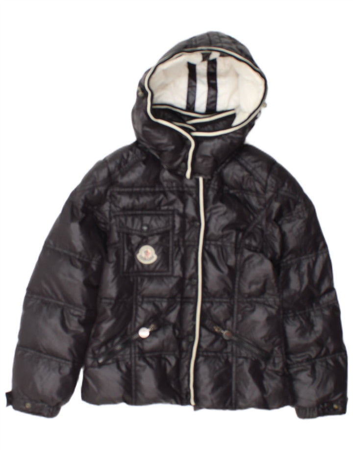 Piumino Con Cappuccio Moncler Bambina 9-10 Anni Blu Navy In Poliammide