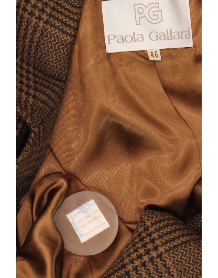 Giacca blazer doppiopetto vintage da donna IT 46 grande pied de poule marrone