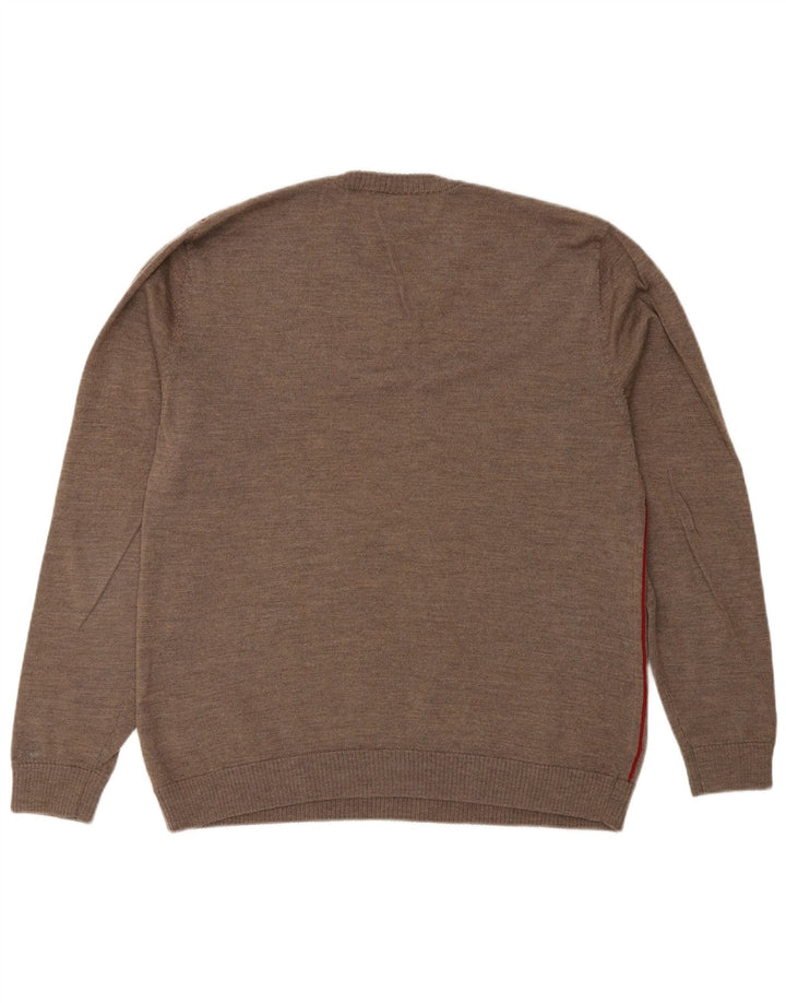 Maglione Gap da uomo con scollo a V, lana merino a righe grigie grandi