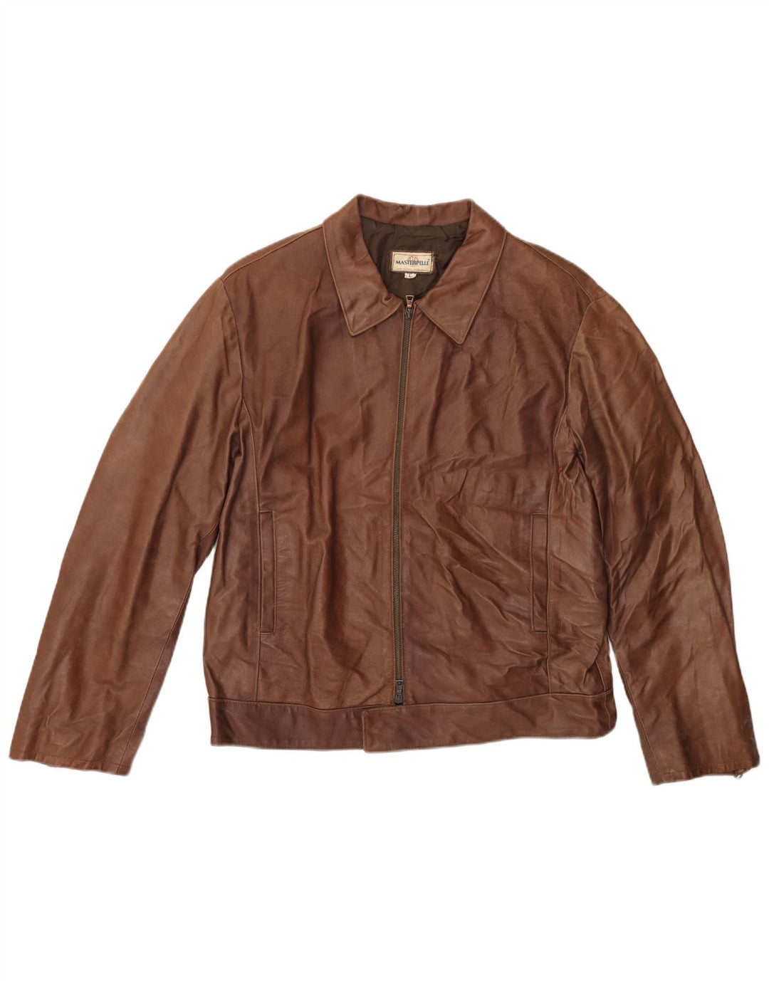 MASTERPELLE Giubbotto bomber da uomo in pelle UK 40 Grande pelle marrone