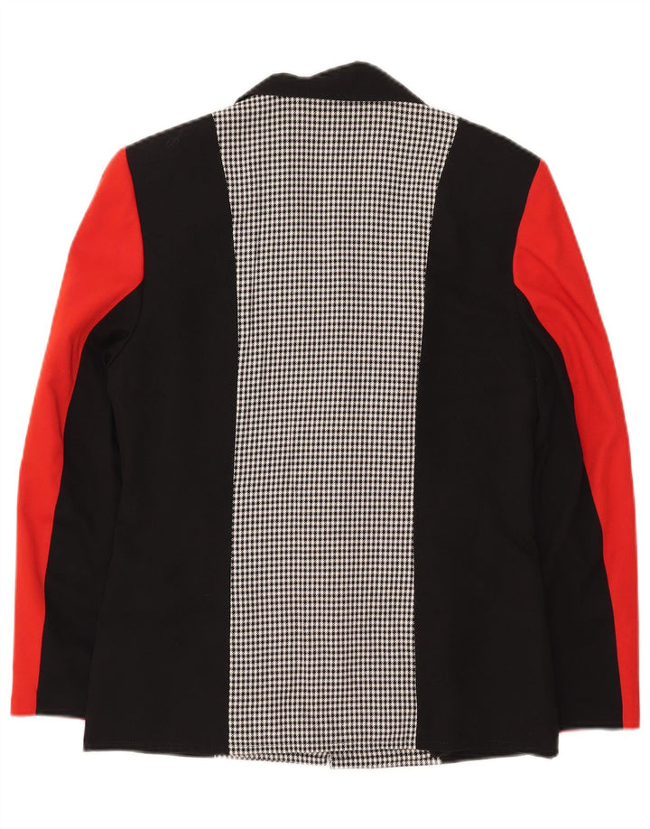 Giacca blazer vintage da donna a 2 bottoni UK 8 piccolo blocco di colore multicolore