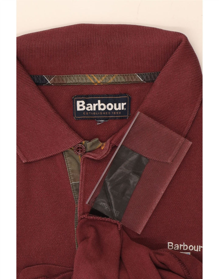 BARBOUR Mens Polo Shirt Medium Burgundy Cotton Vintage Barbour and Second-Hand Barbour from Messina Hembry 