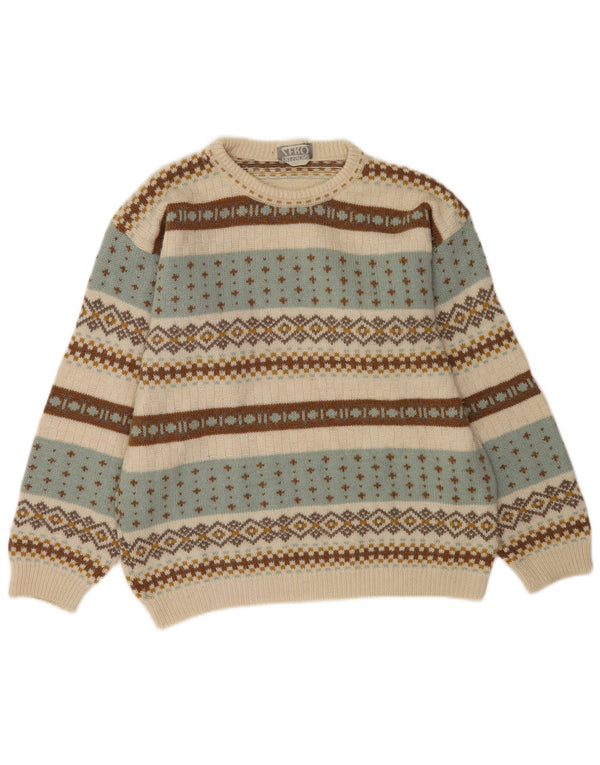 Maglione maglione girocollo da uomo Zero XL acrilico Fair Isle multicolore