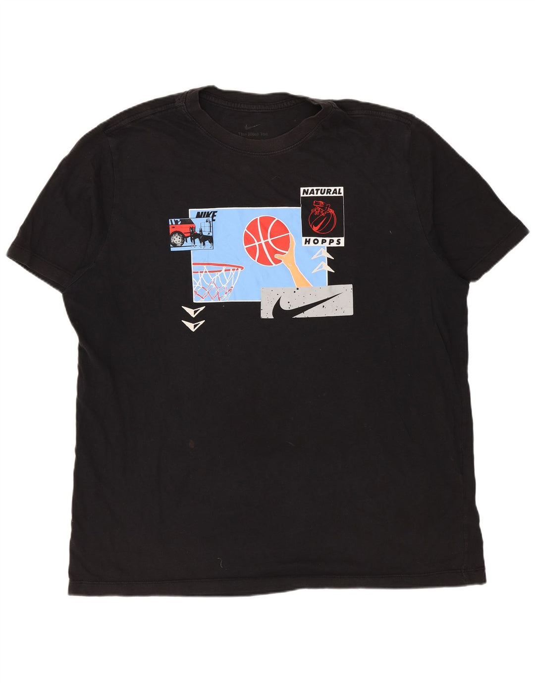 T-shirt grafica da uomo NIKE Top XL in cotone nero