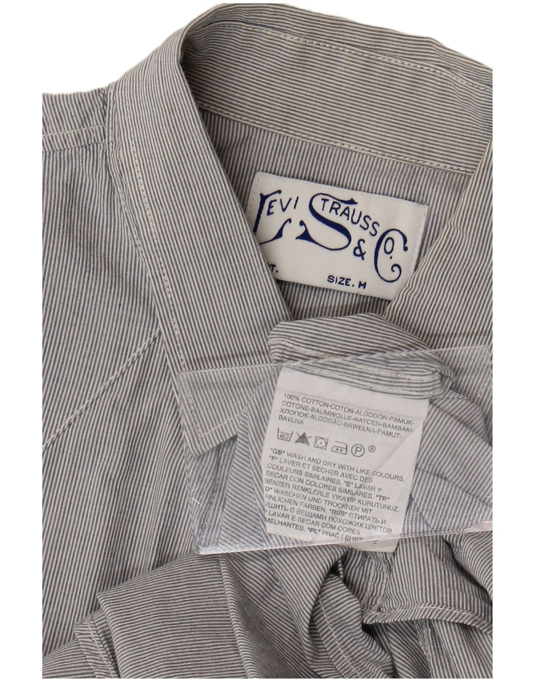 Camicia a maniche corte da uomo Levi's in cotone gessato grigio medio