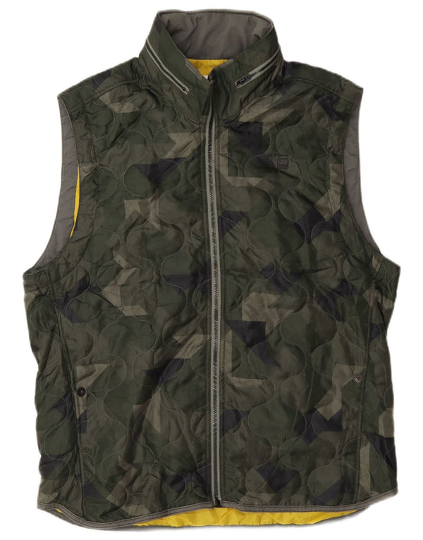Gilet trapuntato con cappuccio da uomo G-Star UK 44 2XL Poliestere mimetico verde