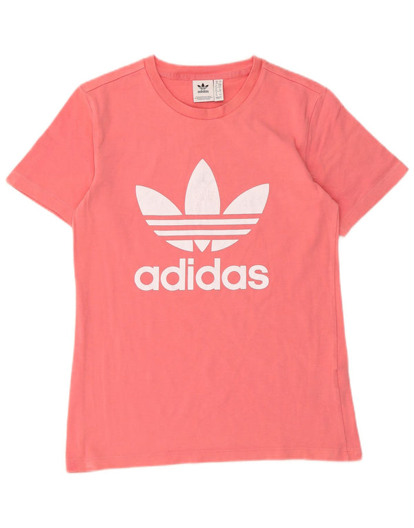 T-shirt grafica da donna Adidas Top UK 10 piccola in cotone rosa