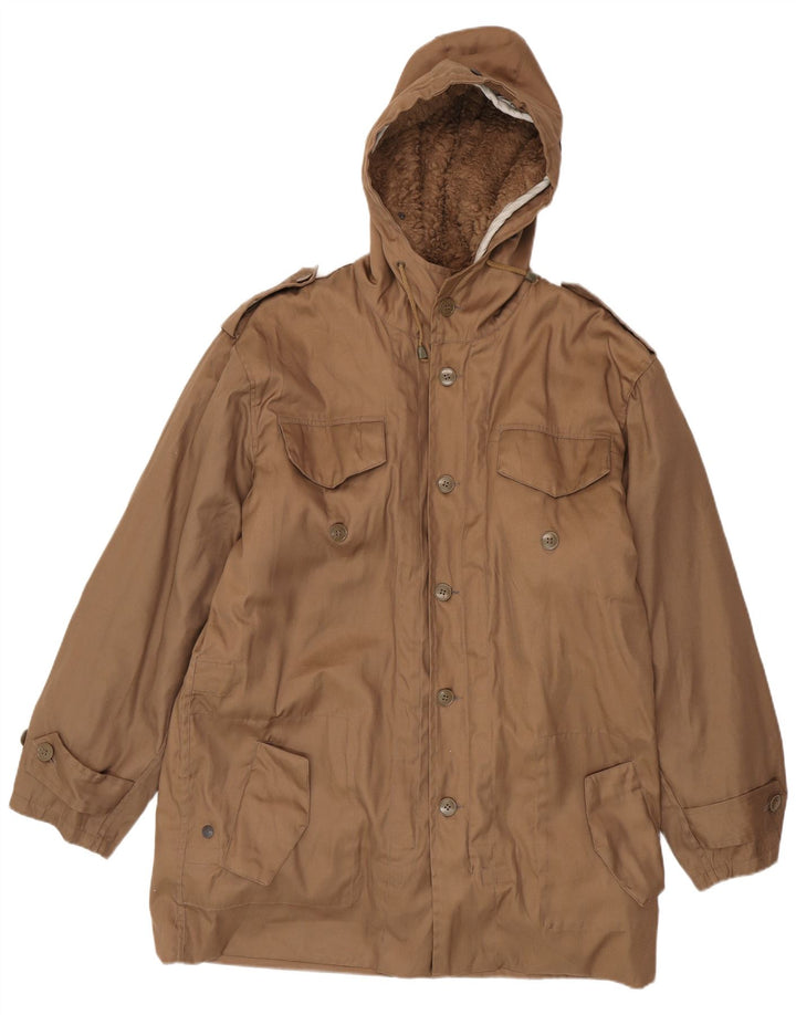 Giacca parka sherpa da uomo country con cappuccio UK 38 Poliestere beige medio