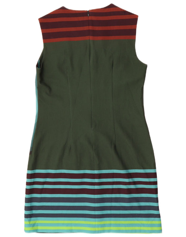 Desigual Abito tubino senza maniche con grafica da donna EU 42 Large Green Striped