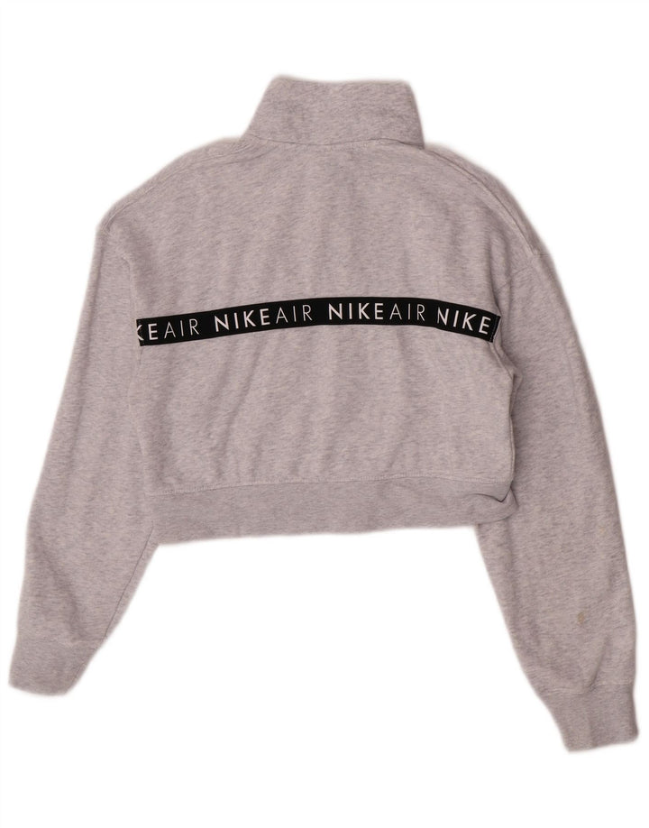 Felpa con grafica corta Nike da donna UK 10 Small Grey Flecked