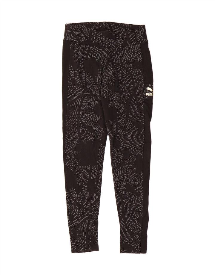 PUMA Womens Abstract Pattern Leggings UK 8 Small  Black Vintage Puma and Second-Hand Puma from Messina Hembry 