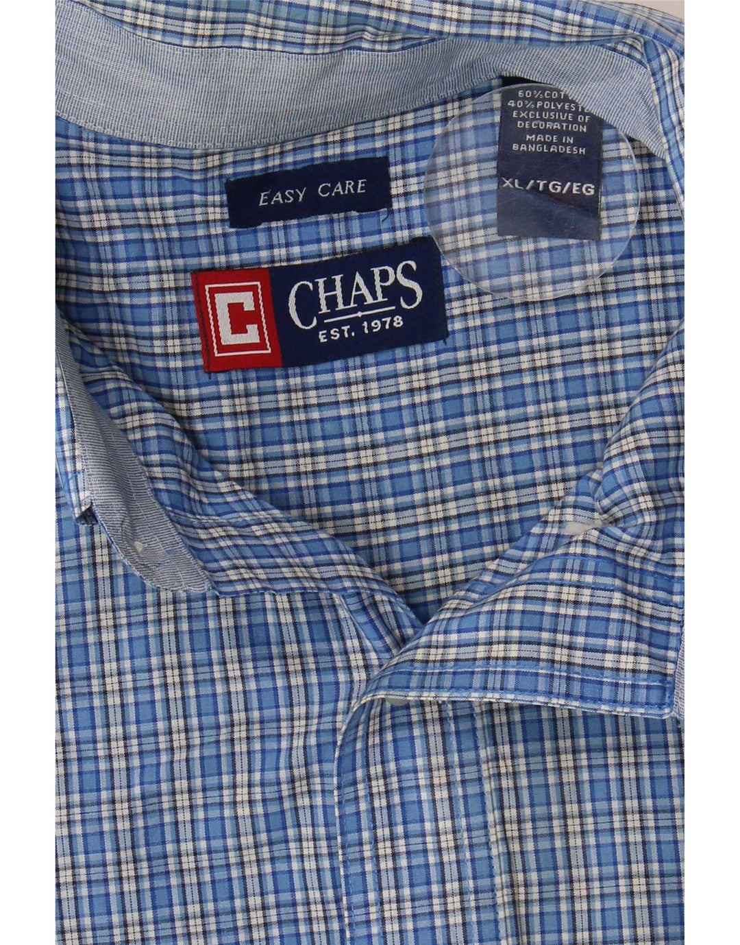 Camicia a maniche corte da uomo Chaps XL in cotone a quadri blu