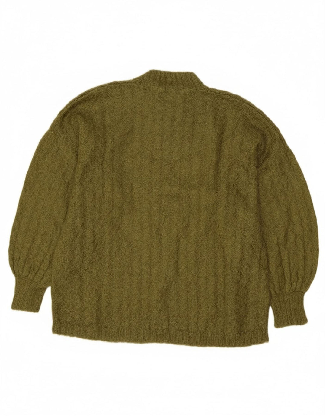 Maglione maglione vintage da donna con collo dolcevita UK 14 grande kaki