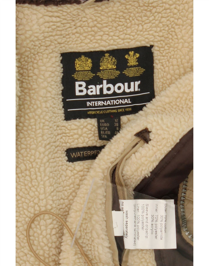 BARBOUR Womens Hooded Parka Jacket UK 12 Medium Beige Cotton Vintage Barbour and Second-Hand Barbour from Messina Hembry 