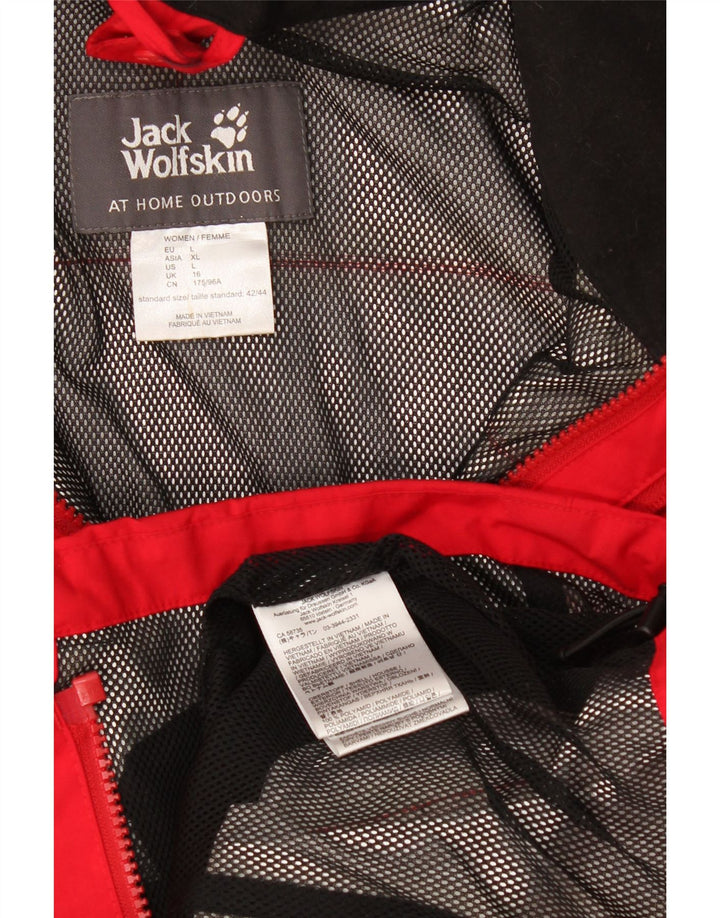 Giacca a vento con cappuccio da donna Jack Wolfskin UK 16 Large Rosso Poliammide
