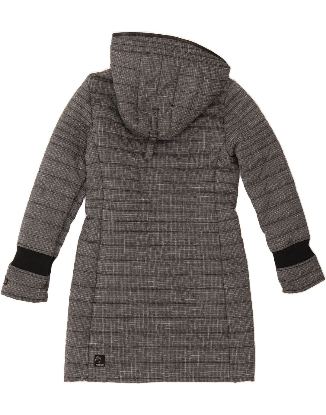 KHUJO Womens Hooded Padded Coat UK 10 Small Grey Check Polyester Vintage KHUJO and Second-Hand KHUJO from Messina Hembry 