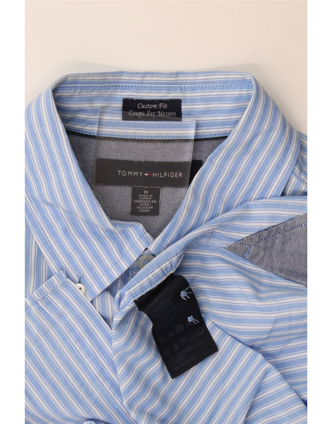 Camicia da uomo su misura Tommy Hilfiger Cotone gessato blu medio