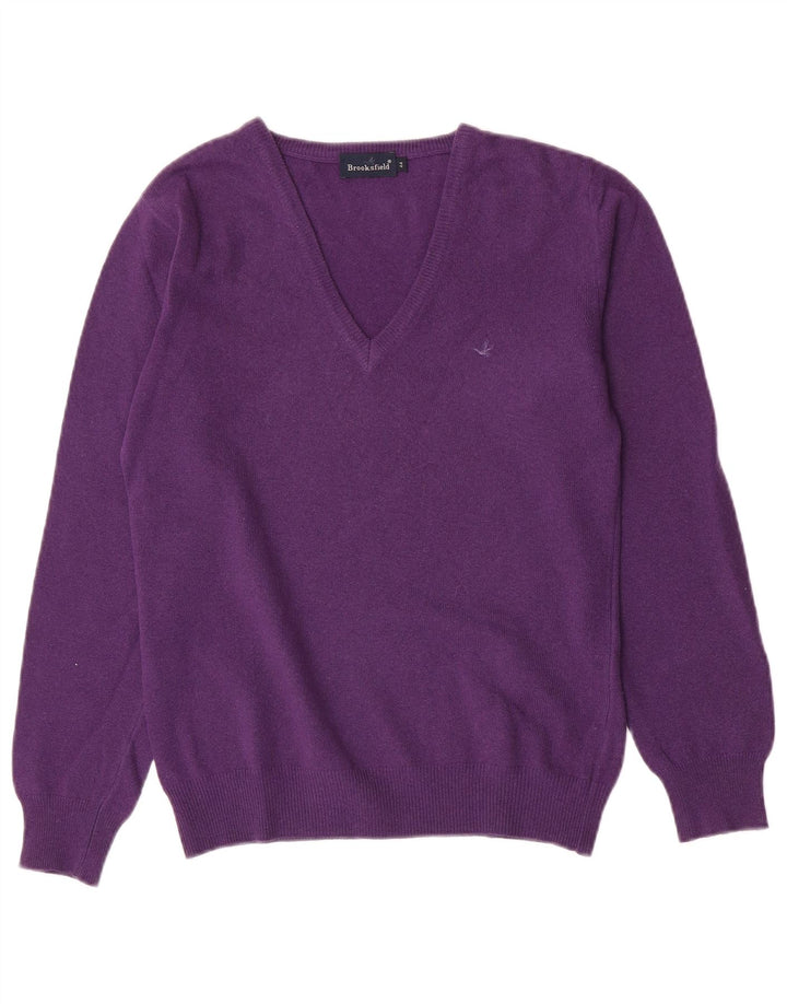 Maglione da donna con scollo a V Brooksfield IT 44 Lana viola medio