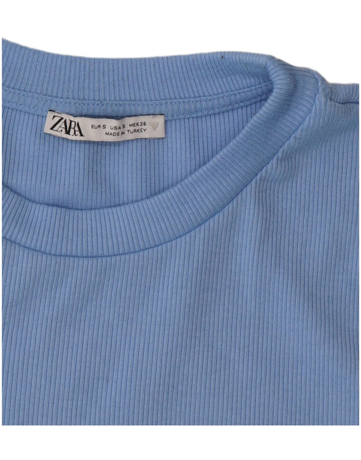 T-shirt corta da donna Zara UK 10 piccola blu