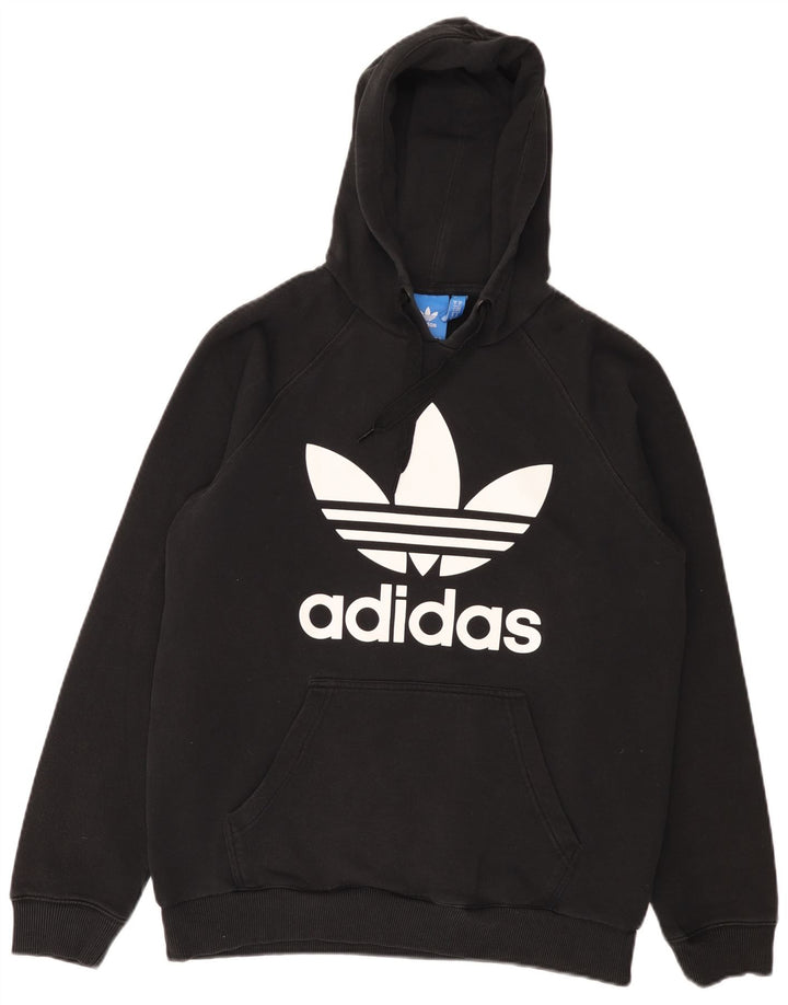 Felpa con cappuccio grafica da uomo Adidas, cotone medio nero