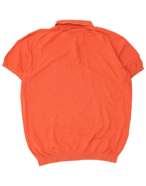 Massimo Dutti Maglione da uomo a maniche corte con collo a polo XL in cotone arancione