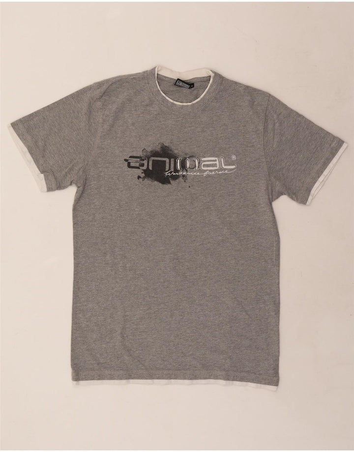 T-shirt grafica da uomo ANIMAL in cotone grigio medio