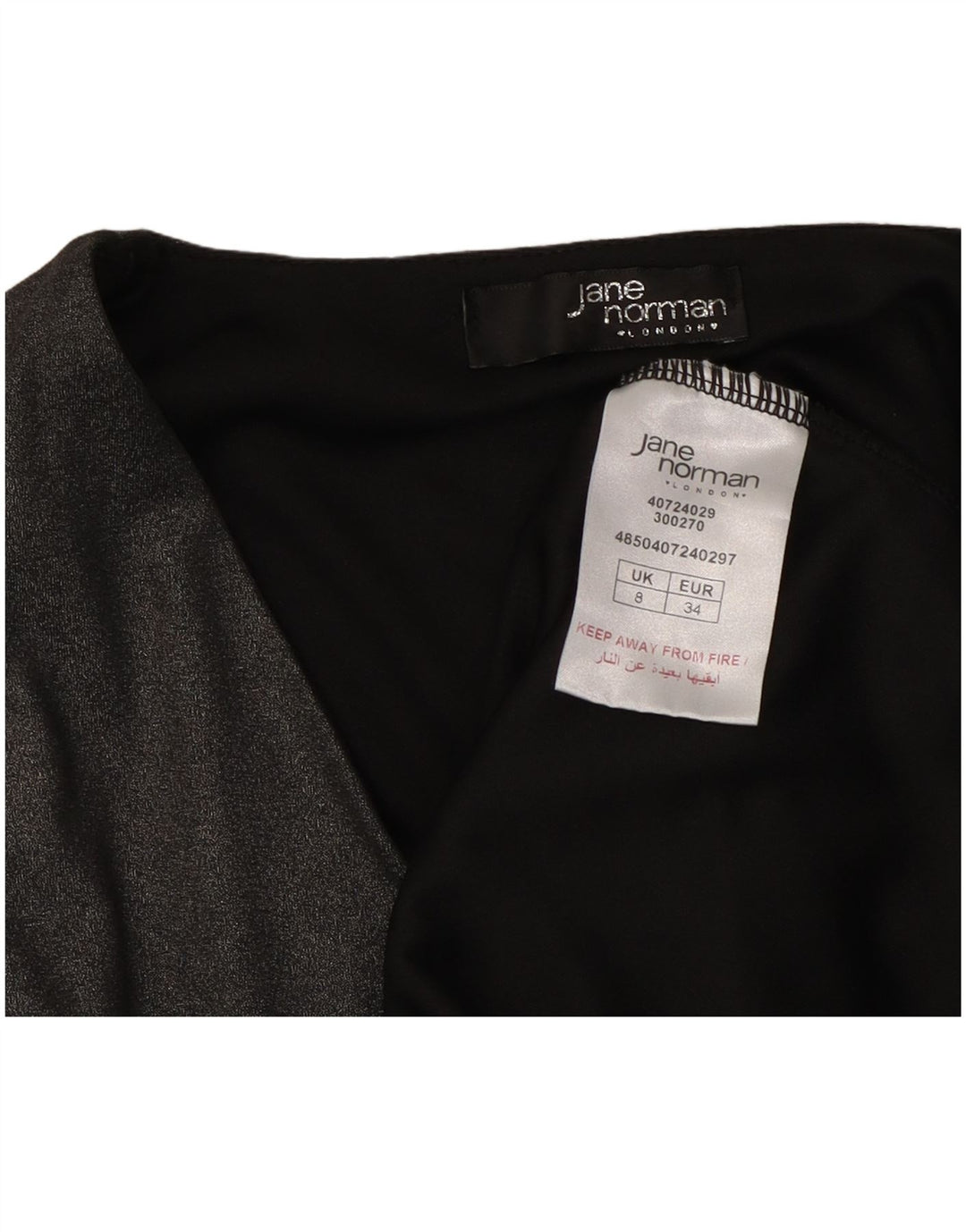 Abito asimmetrico a maniche lunghe da donna JANE NORMAN UK 8 piccolo grigio