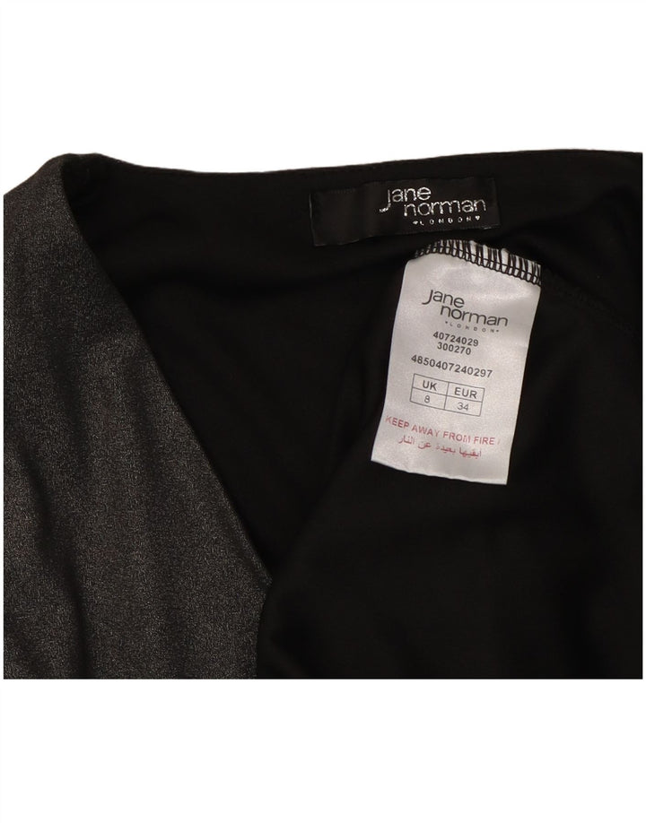 Abito asimmetrico a maniche lunghe da donna JANE NORMAN UK 8 piccolo grigio