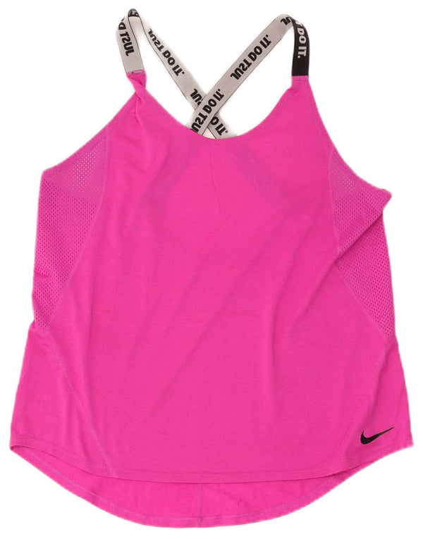 Canotta grafica Nike Dri Fit Crop da donna UK 14 Large Rosa
