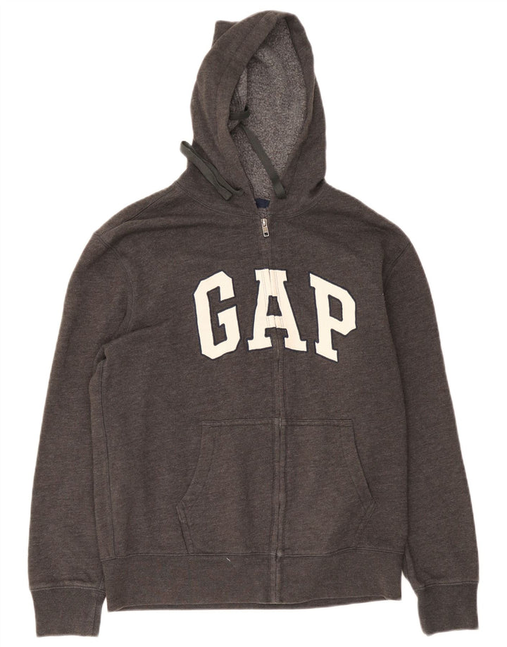 Maglione con cappuccio e zip grafica da uomo Gap in cotone chiazzato grigio medio