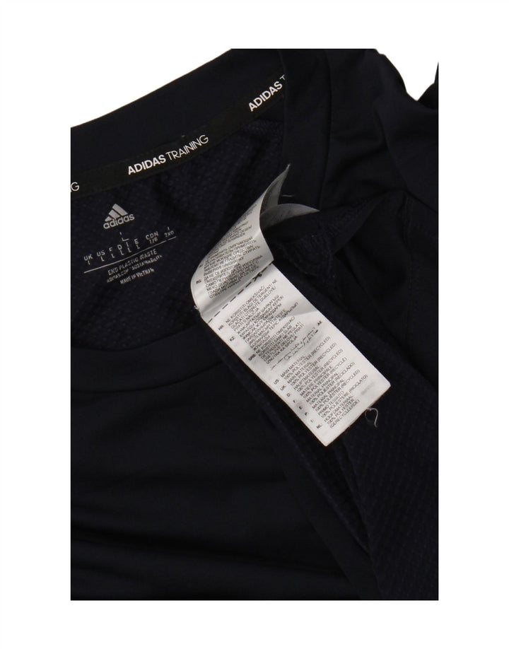 Top Adidas da uomo a manica lunga grande in poliestere blu navy