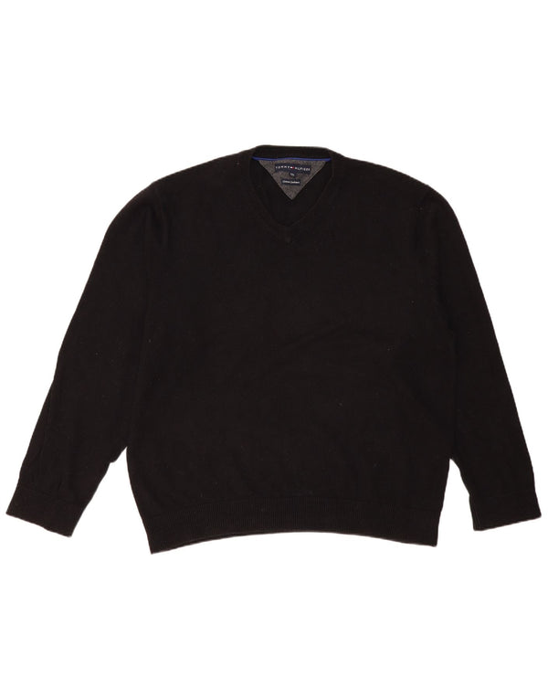 Maglione maglione con scollo a V da uomo Tommy Hilfiger 2XL cotone nero