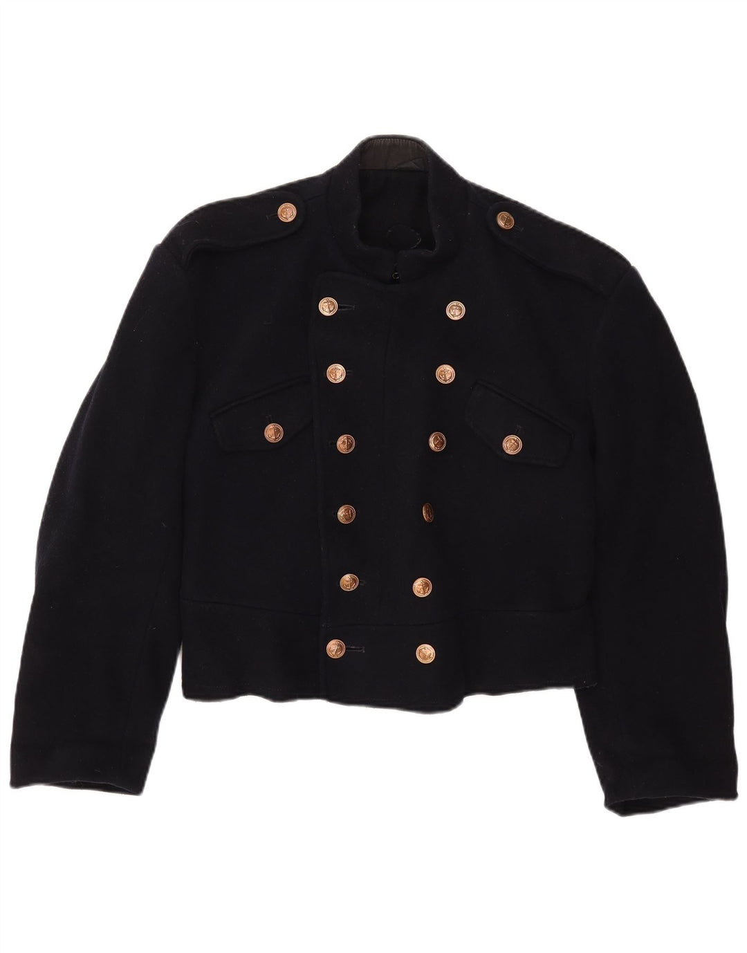 Giacca Bolero militare vintage da donna UK 12 medio blu navy