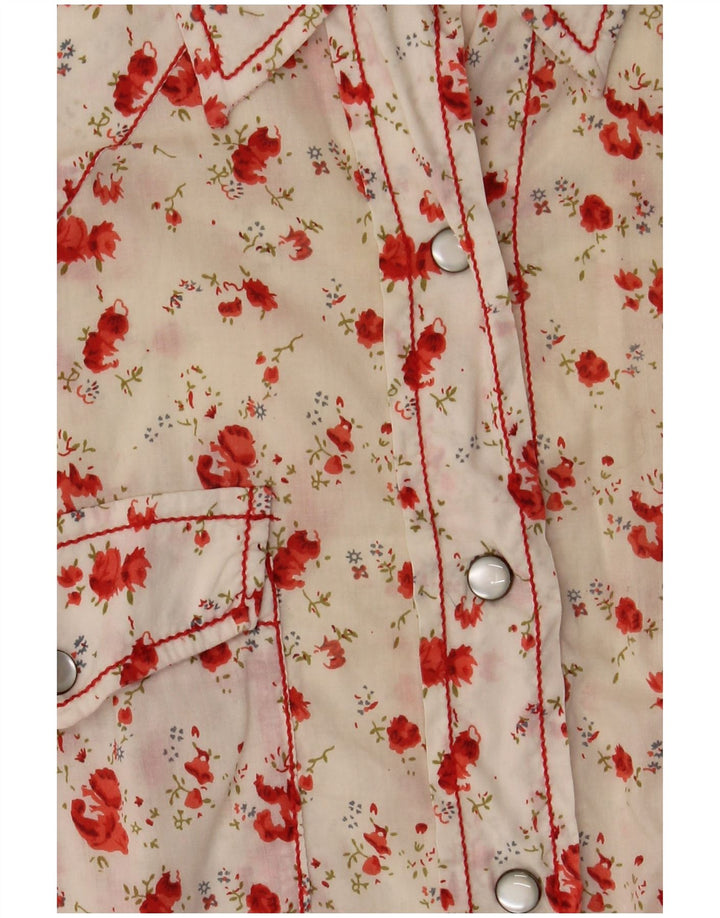Camicetta camicia vestibilità regolare da donna Marlboro Classics UK 14 medio bianco floreale