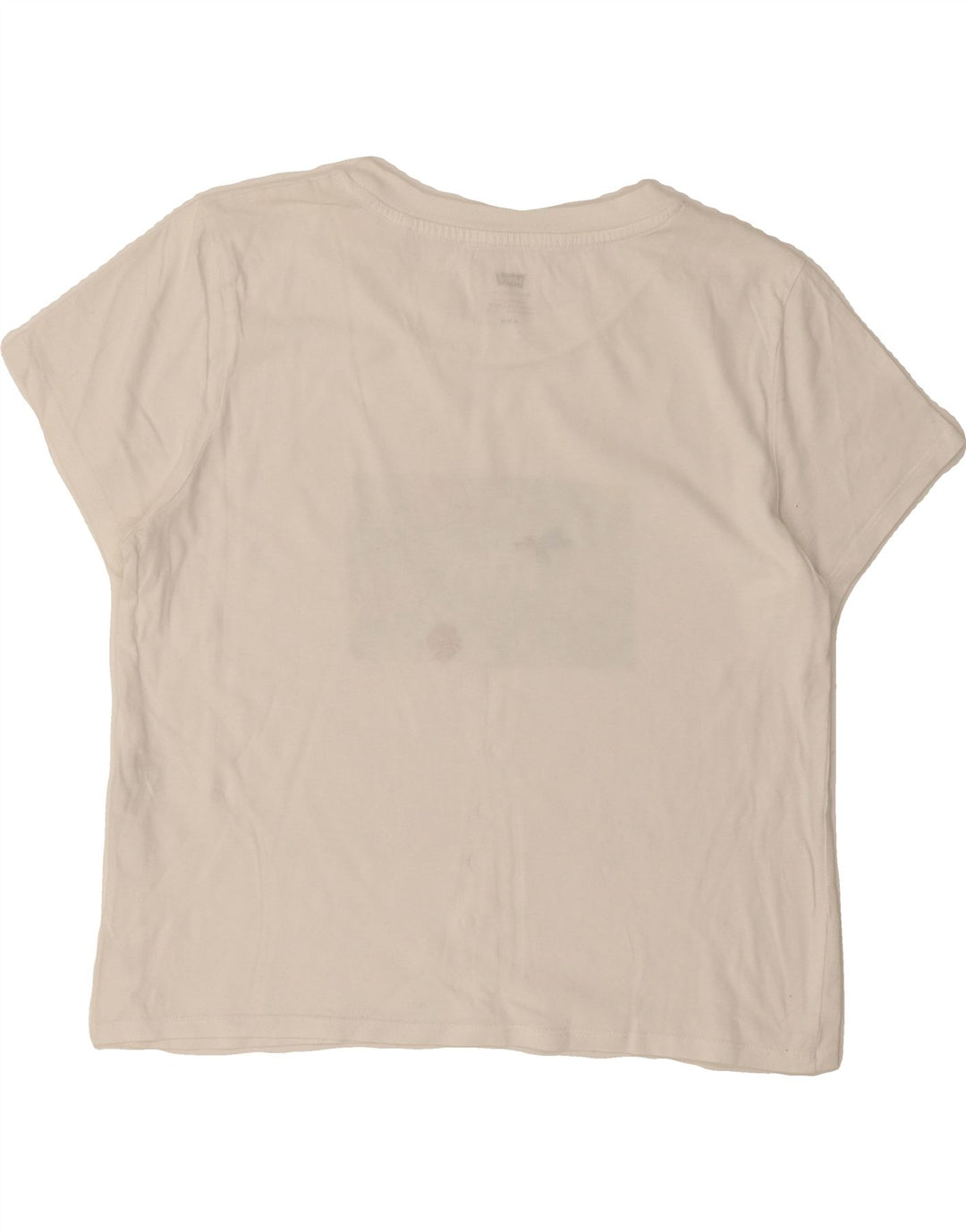 LEVI'S Womens Crop Graphic T-Shirt Top UK 12 Medium White Vintage Levi's and Second-Hand Levi's from Messina Hembry 