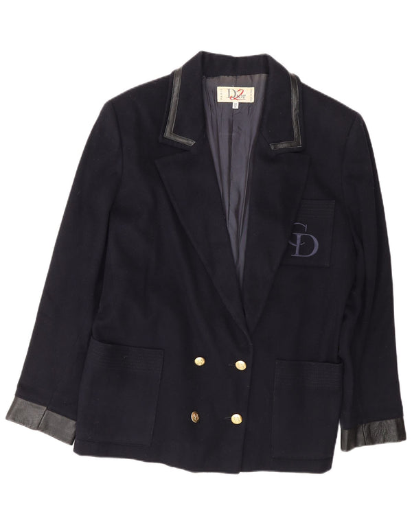 Giacca blazer doppiopetto da donna Christian Dior UK 16 grande blu navy