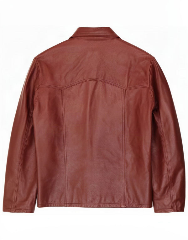 Giacca in pelle da uomo vintage UK 40 Large Burgundy