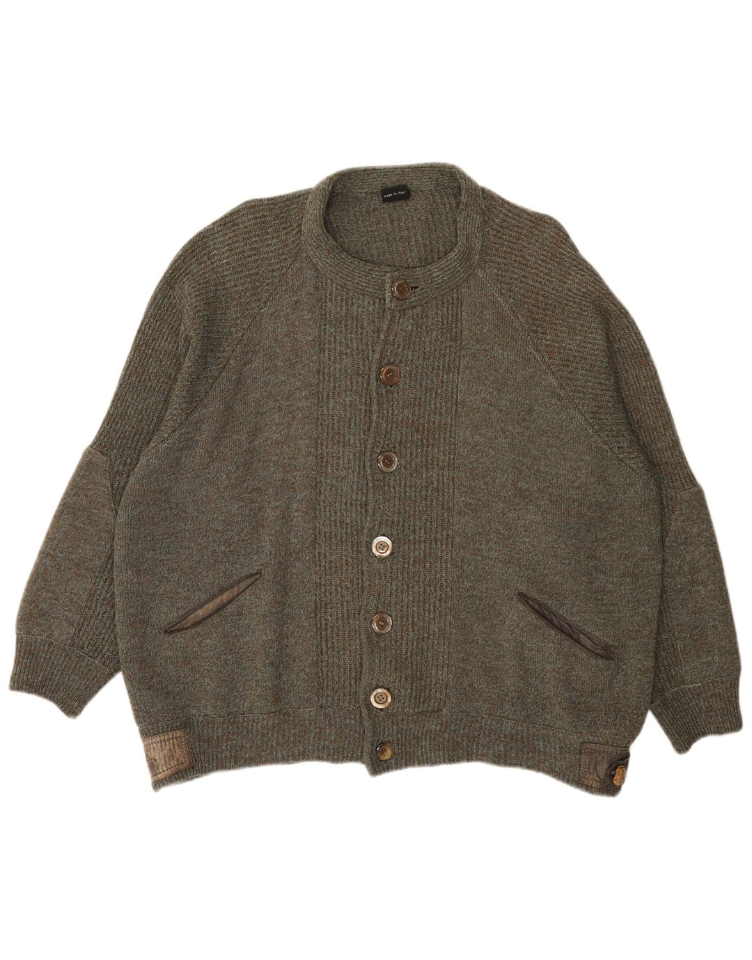 Maglione cardigan vintage da uomo 2XL color kaki