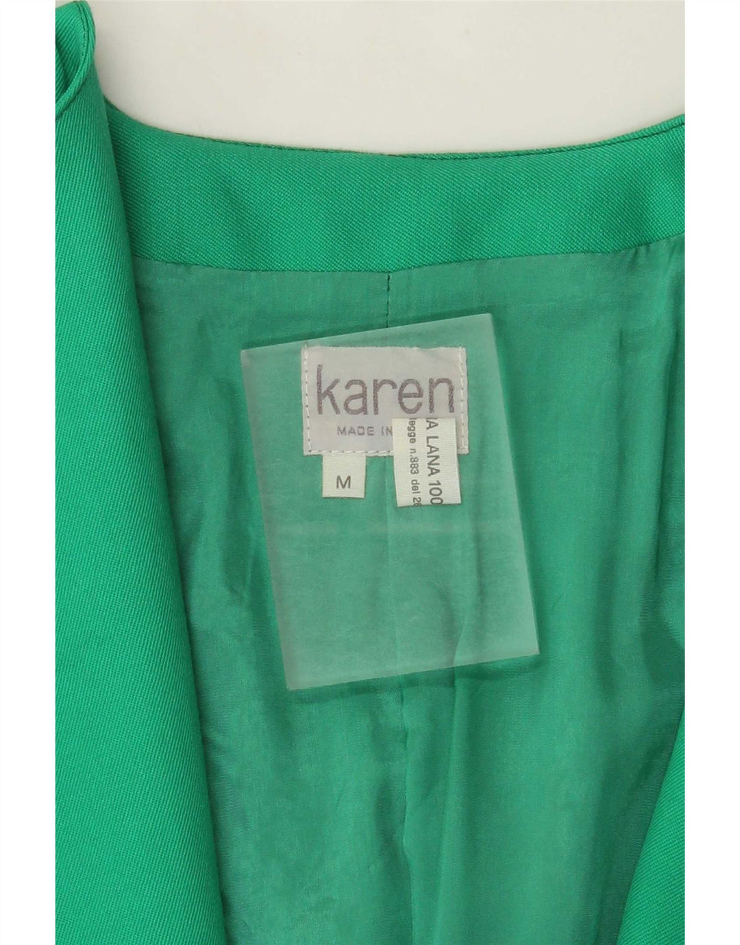 Giacca blazer vintage da donna con maniche a 3/4 UK 14 in lana verde medio