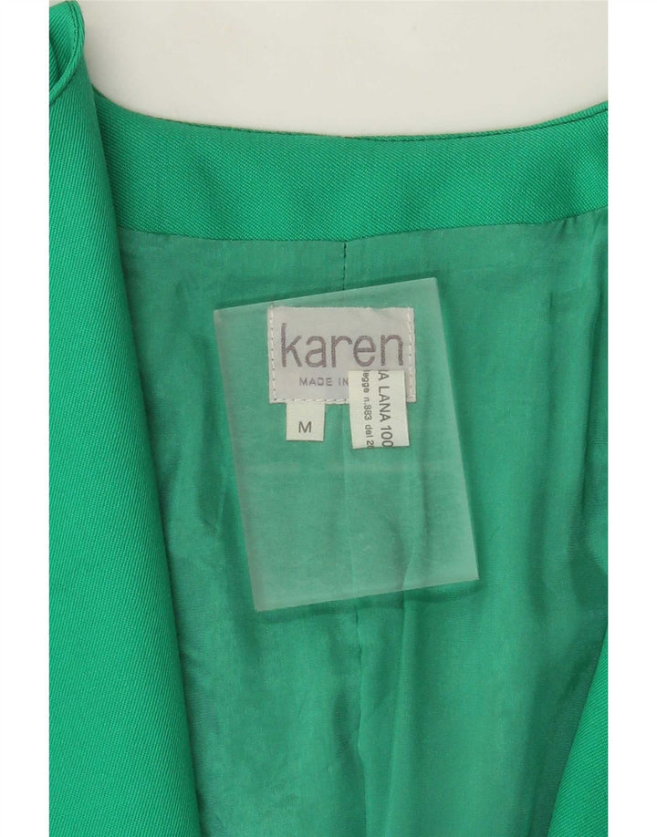 Giacca blazer vintage da donna con maniche a 3/4 UK 14 in lana verde medio