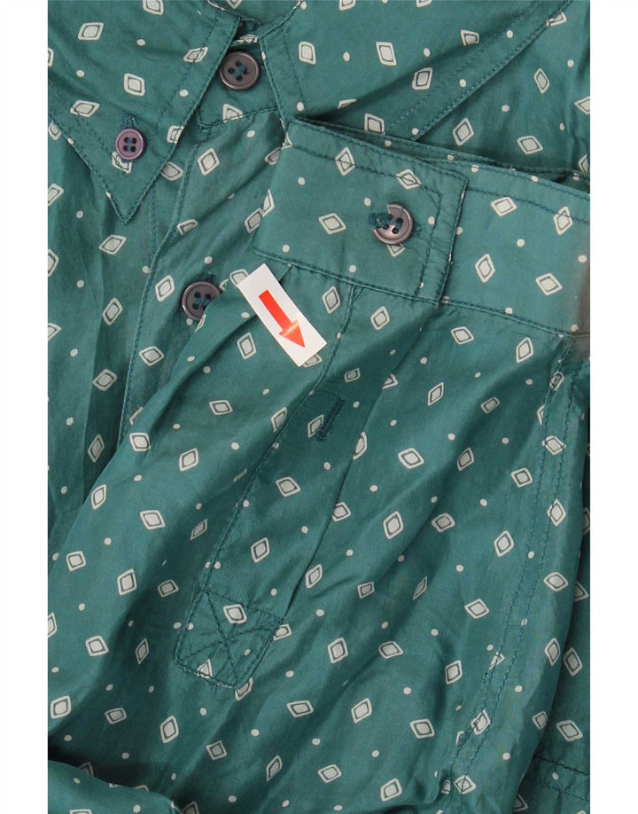 Camicia vintage da uomo 2XL in seta maculata verde