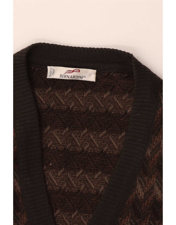 Maglione cardigan da uomo Bernardini grande marrone geometrico