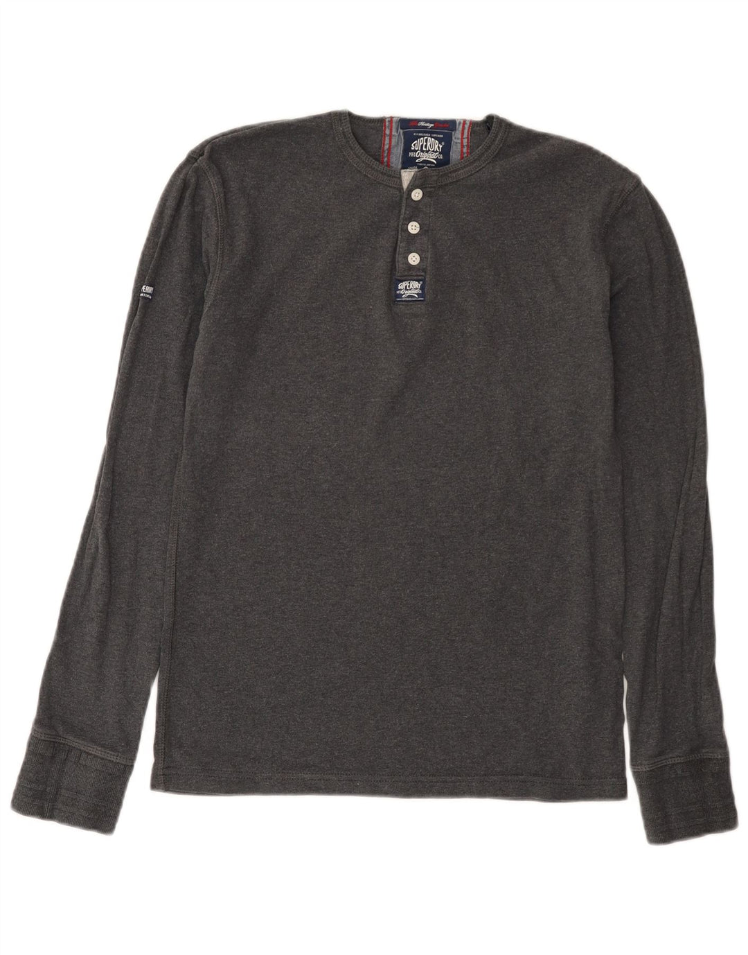 Maglia da uomo Heritage Superdry a maniche lunghe in cotone grigio medio
