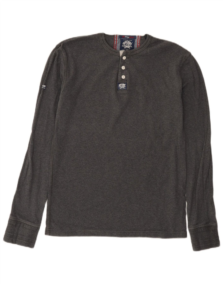 Maglia da uomo Heritage Superdry a maniche lunghe in cotone grigio medio