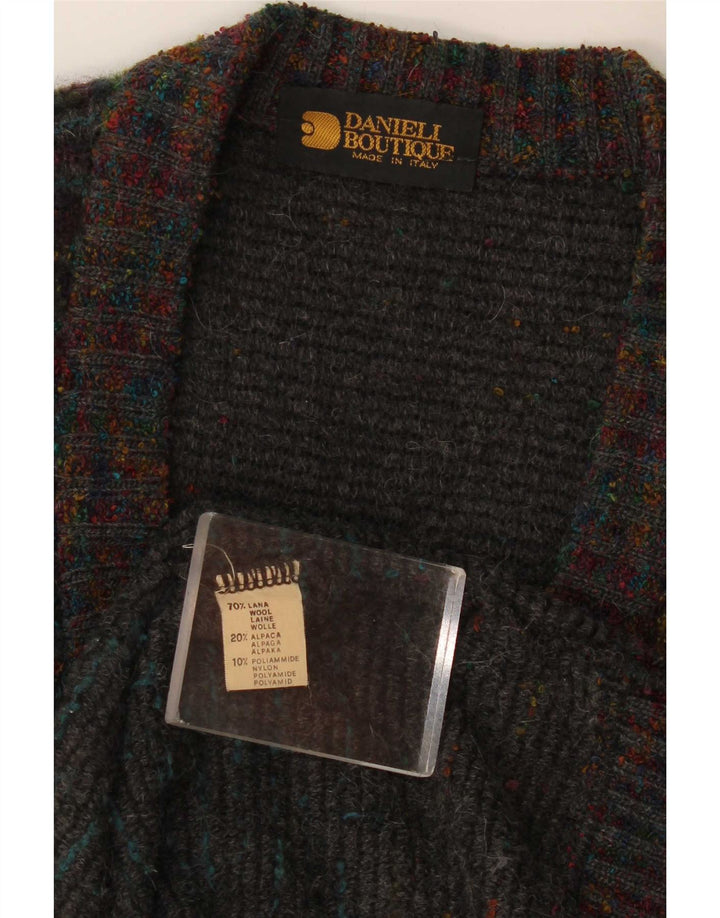 Maglione cardigan da uomo vintage grande motivo geometrico multicolore