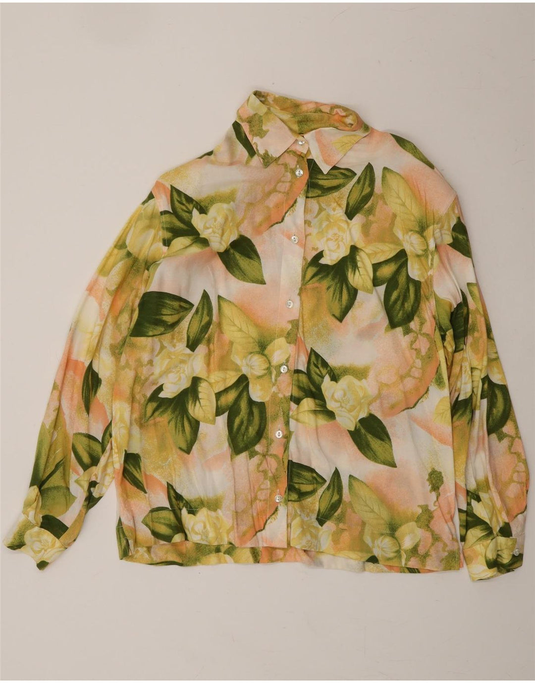 Camicia da donna VINTAGE UK 10 Piccolo floreale giallo